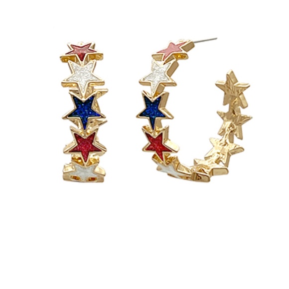 Fourth Of July Star Epoxy Hoops - Picture 1 of 1